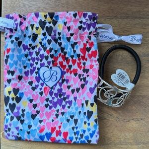 Brighton Hair Tie Ponytail Holder Silver Deco Jewelry Accessory & Brighton Bag